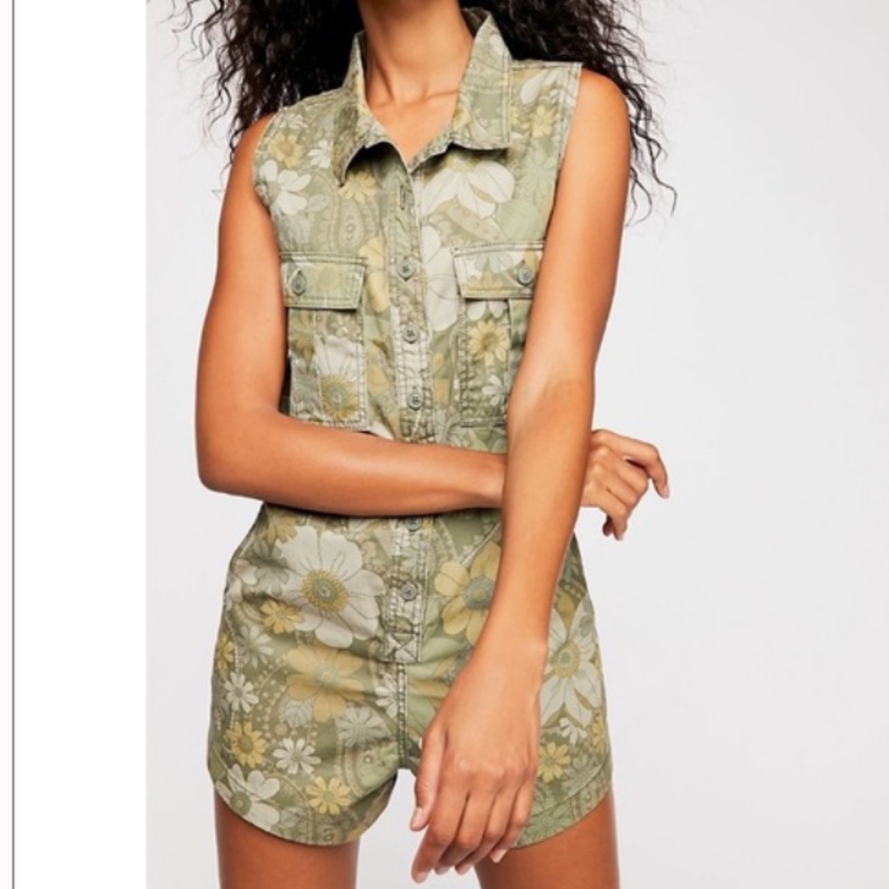 Free People x Spell & the Gypsy Collective Designs Eden Camo Romper M Exclusive